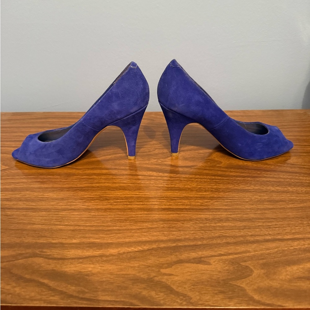 Steve Madden Amazed Royal Blue Suede Peeptoe Heels - Picture 5 of 11